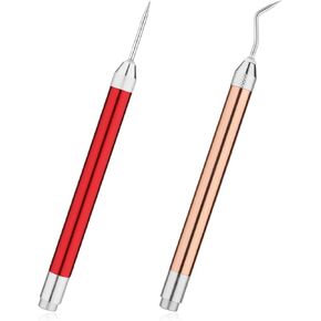 2pcs LED Weeding Pen Tools for Vinyl, Lighted Vinyl Weeding Tools with Light Pin & Hook，2 Colors Craft Weeding Tools for DIY Crafting Silhouettes Cameos(Mix)
