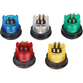 Cyrank 5PCS Arcade Push Buttons, 28mm LED Illuminated Push Buttons for Arcade Video Games Arcade Coin Buttons Machine Operated Games Button(5V)