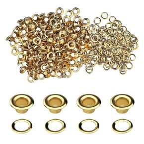 200Pcs Grommet Eyelet Pliers Kit, 1/4 Inch Brass Grommet Tool Kit with 200 Metal Eyelets and Washers, Fabric Leather Hole Eyelets Grommet Punch Pliers for Fabric/Leather/Belt/Shoes/Clothes (Gold)