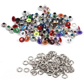 100pcs 4mm Grommets Kit, Aluminium Mixed Colors Eyelets for Clothes Shoes Bag Crafts DIY Project(Mixed Color)