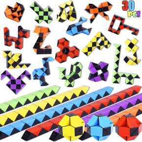 Ganowo 30 Pack Mini Fidget Snake Cube Puzzle Toys Black Twist Puzzle Cubes Party Favors & Goodie Bag Fillers for Kids & Teens Bulk Birthday & Back to School Gifts Stocking Stuffers