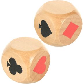 COODHI 2pcs Wooden Trump Marker Dice, 1.57'' Euchre Cube Trump Indicator, Big Size Trump Suit Dice, Lucky Dice Cube, Great Tools for Euchre Pinochele Playing Cards,Great Euchre Gift for Bridge Cards