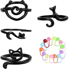 Crochet Tension Ring for Finger+ 20pcs Crochet Marker Adjustable Open Yarn Tension Ring for Crochet Knitting Handmade Crochet Accessories Perfect for Crocheters and Knitters
