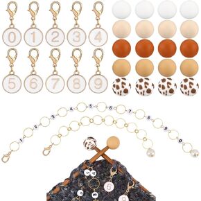 COGCHARGER DIY Knitting Tool Sets 32Pcs Including Alloy Enamel Crochet Stitch Markers Knitting Row Counter Chains Silicone Knitting Needle Stoppers for Knitting Project（Pearl Pink）