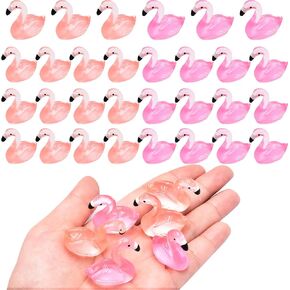 30PCS Luminous Mini Resin Flamingo Ducks Tiny Glow in The Dark Flamingo Miniature Flamingo Figures for Craft Home Garden Dollhouse Ornament Cake Decorations Birthday Party Favors Gifts