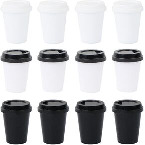 12 Set Dollhouse Miniatures Coffee Cups 1:12 Mini Takeaway Coffee Cup Miniature Dollhouse Accessories Mini Things for Mini Coffee Shop