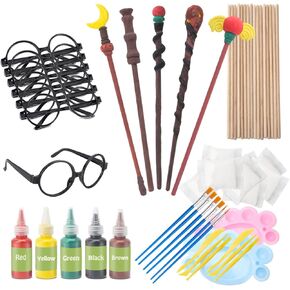 Col-Pary DIY Magic Wand Making Kit, Painting Art Craft Set, Wizard Glasses for School Activities Supplies,Kid Gift,Student Rewards,Magic Birthday Party,Halloween Décor, 63 PCS in All