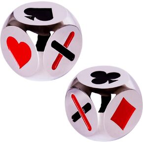 2 Pcs Premium Stainless Metal Trump Marker Dice, Trump Marker, Trump Indicator,Trump Dice for use with Euchre,Pinochle,Bridge and More.