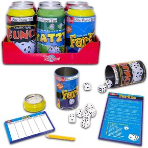 6 Pack Family Dice Games for Kids and Adults 4-8, 8-12 - Tin Can Travel Table Games and Activities, Farkle, Snake Eyes, Bunco, Dice of Liars, More | Family Game Night Bundle