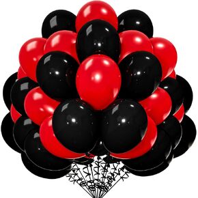 Red and Black Balloons 12 inch 100 Pack Red Black Latex Helium Balloons for Birthday Wedding Baby Shower Party Decorations