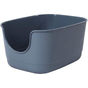 Gefryco Extra Large Cat Litter Box, High Side Litter Box for Indoor Cats, Open Big Cat Litter Tray, Anti-Scatter Litter Pan for Medium to Large Cats(Grey)
