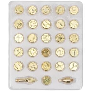 28 Pieces Wood Burning Tips, 26 Letters Brass Alphabet Carving Tool for Wood Leather Paper Branding Personalization
