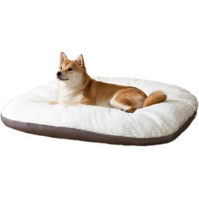 Dog Beds Large Sized Dog, Large Dog Bed with Washable & Removable Faux Rabbit Fur Cover, Dog Crate Bed Mat, Up to 145 lbs, Cream