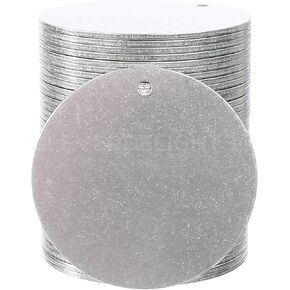 CleverDelights 2" Round Stamping Blanks - 10 Pack - 14GA (.064") Aluminum Discs - 3/32" Hole - Circle Tags