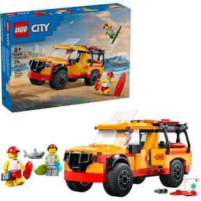 LEGO City Lifeguard Beach Rescue Truck Toy - Building Toy for Kids, Boys and Girls, Ages 6+ - Includes 2 Minifigures, Shark Toy - Gift for Beach-Loving Kids - 60453