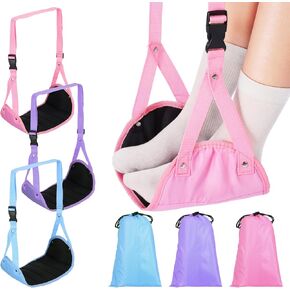 3 Pack Airplane Foot Hammock Travel Footrest, Leg Sling for Airplane Travel Adjustable Foot Swing Portable Airplane Office Leg Rest Comfortably Airplane Travel Essentials Gifts for Travelers
