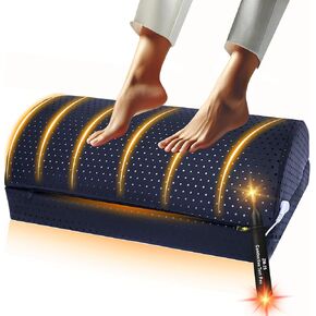 Grounding Foot Rest for Under Desk at Work Ergonomic Office Foot Stool with Memory Foam Adjustable Height Back Knee Pain Relief Anti-Fatigue Energy Better Sleep Posture Comfort Breathable Holes