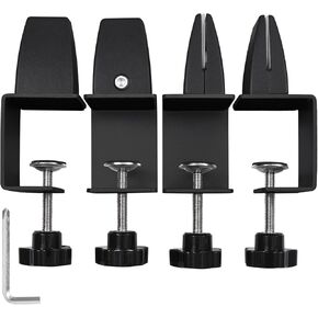 Desk Partition Clamp,Metal Clip For Desktop Divider,Sneeze Guard Holder On Desk,Adjustable Desk Divider Support Clamps For 0.1 to 1 Inch Thick Panels,4-Pack,Black