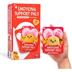 Emotional Support V-Day Nugget Cards by Relatable, Valentine's Plush, Perfect Valentines Gifts for Kids Classroom or Gift for Work Friends, Includes 10 Plushies with 10 Cards and a Carrying Case
