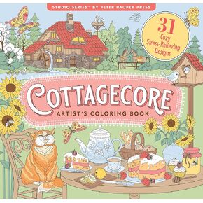 كتاب تلوين الكبار Cottagecore (31 تصميمات لتصميم الإجهاد) (كتب تلوين الفنان)