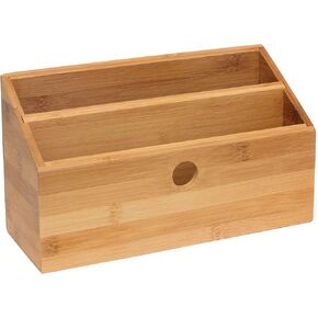 Lipper International 808 Bamboo Wood 2-Slot Office Supply Supply منظم ، 10 3/4 "× 4 1/8" × 6 "