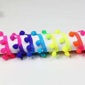 9 Yards 7/8" Wide Red/Blue/Yellow Mini Pom Pom Small Round Ball Fringe Trim DIY Craft Sewing Accessory for Home Curtain Clothes Pillow Decoration(Red/Blue/Yellow)