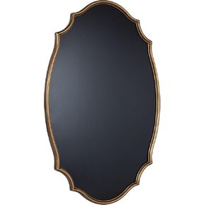 Kate and Laurel Leanna Decorative Scalloped Metal Chalkboard, 24 x 36, Gold, Framed Rounded Oval Vintage Chalkboard for Unique Display, Organization, and Decor