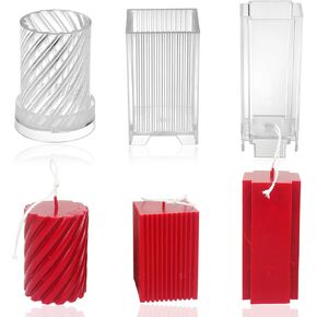 MILIVIXAY 3pcs Plastic Candle Molds - Square, Crosslike, Spiral Shapes Candle Molds for Candle Making.