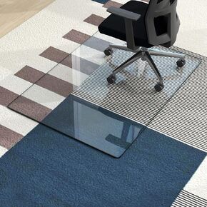 NeuType Glass Chair Mat, Tempered Glass Office Chair Mat for Carpet or Hardwood Floor - Effortless Rolling, Easy to Clean, Best for Your Home or Office Floor, 36" by 48" - 1/4" Thickness, Transparent