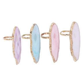 Mikinona Mini Adjustable Finger Ring Manicure Nail Art Palette with Gold Jade Agate Texture Pink Nail Art Paint Tray for Manicure Supplies
