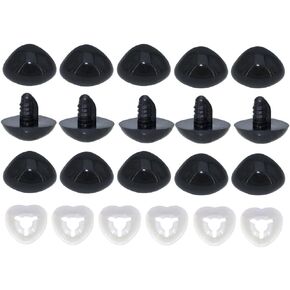 ARTCXC 30Pcs 20 * 26mm Large Black Solid Plastic Safety Nose Craft Noses with Washers for Doll, Puppet, Plush Animal DIY Making Supplies