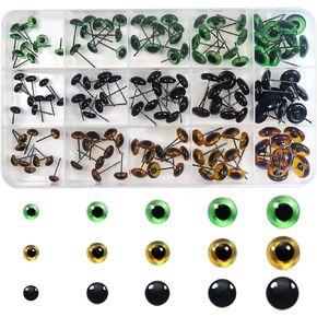 TOAOB 150pcs Glass Eyes Kit 6 to 12mm Assorted Sizes and Colors Craft Eyes for Needle Felting Bears Dolls Decoys Sewing