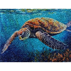 Generic Sea Turtle Latch Hook Kits Rug DIY Cushion Tapestry Making Crochet Hook Mat Making Kits Color Preprinted Pattern Canvas DIY Carpet Needlework Crochet Kits 52x38cm (cll-147)