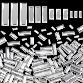 350Pcs Crystal Nail Art Rhinestones Clear Rectangle Flatback Gems Mini Diamond Jewelry Bead for Wedding Dress Shoes Clothing Face DIY Crafts Decor Supplies, 4 Sizes