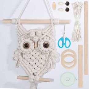 ORIGACH DIY Macrame Owl Wall Hanging Tapestry Kit Handmade Macrame Owl Kit Boho Hand Woven Macrame Wall Hanging Decor for Living Room Bedroom Office