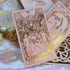 DELALUNA ANSWERS All Gold Tarot: 80 Cards Bonus Psychic Deck for Divination, 1909 Original Rider Waite Smith Fortune Telling, Angel Affirmation Set with Meanings on Them for Women and Beginners in Saudi Arabia
