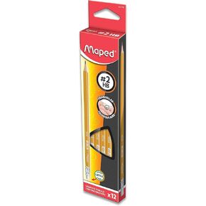 Maped - Essentials Yellow Triangular Graphite #2 Pencils - 12-Pack - Presharpened