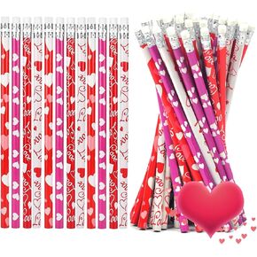 72PCS Valentine's Day Pencils,Wooden Heart Pencils,Party Gifts wood Pencils,for Children,Kids Exchange Gifts,School Rewards Giveways Party Favors