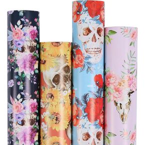 Aimyoo Gothic Gothic Skull Floral Paper Paper Roll ، Heledon Flower Flower