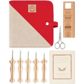 The Oxford Punch Needle Fine Point Set - 5 Sizes | Ergonomically Designed Natural Wood Handle | Electropolished Steel Tip | Ideal for Punch Needle Rug Hooking