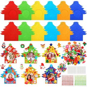 30 Sets Christmas Craft Felt Picture Frame Ornaments DIY Christmas Tree Felt Photo Frame Crafts Kits Christmas Frame Decor Arts and Crafts for Xmas Party Supplies Home Decorations