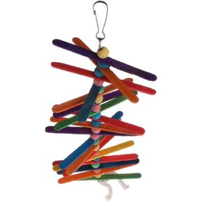 Bird Parrot Chewing Sticks Toys - Parrot Toy Colorful Wooden Popsicle Beads Bird Swing Rainbow Hanging Cage Funny Wooden Blocks for a Variety of Parrots