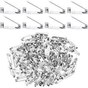 100 Pcs Locking Pin Backs, Backs Safety Clasp Brooch, DIY Brooch Pins, Pin for Crafts, Bar Jewelry Pins, Silver Brooch Clasp for Name Tags Jewelry Making and DIY Crafts