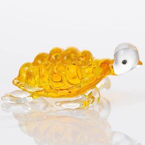 Qianwei Yellow Crystals Sea Turtle Decor Gifts for Women - Glass Turtle Figurines Stuff Gifts for Turtle Lovers Sea Turtle Decor Statue Paperweight Birthday for Best Friend Keepsake&Paperweight