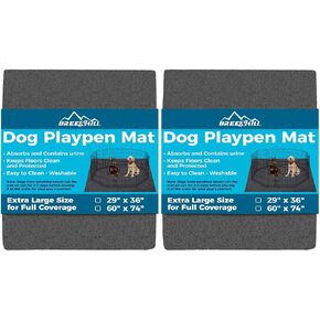 2-Pack Dog Playpen Mat, (29" x 36"), Washable Pee Pads for Dogs, Absorbent, Waterproof, Reusable Puppy Pads for Training, Whelping, Housebreaking, Incontinence, and Crate/Kennel