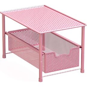 Simple Houseware Stackable Under Sink Cabinet Sliding Basket Organizer Drawer, Pink