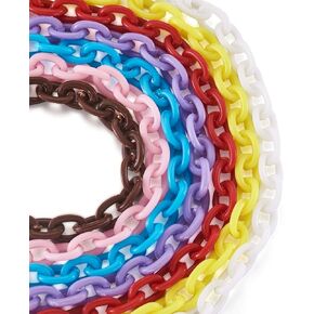 Pandahall 10 Strands Plastic Curb Chains 14.96"~15.35" Mixed Color Cable Chain Links for Glasses Lanyard Chains Jewelry Making