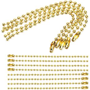 سلسلة حبات الكرة ، 100 PCS سلسلة حبة ذهبية 4 بوصة حلقات مفتاح المعادن مع موصل الكرة 2.4 مم سلاسل معلقة سلاسل مفتاحات سلسلة لات