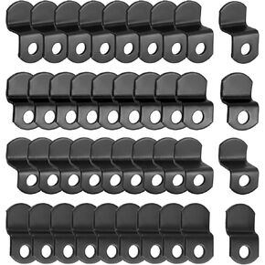 40 Pieces Offset Canvas Clips with Screws Black Metal Photo Frame Clips Mirror Clamps Heavy Duty Offset Mirror Clips for Picture Painting Blackboard (10 Pcs Each of 1/8", 1/4", 3/8", 1/2" )