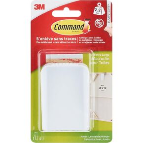 Command 17045 Jumbo Canvas Hanger, Up to 2.2 kg Load Capacity, 1 Hook, 4 Strips Size L, Green|red|Silver|Beige, Standard